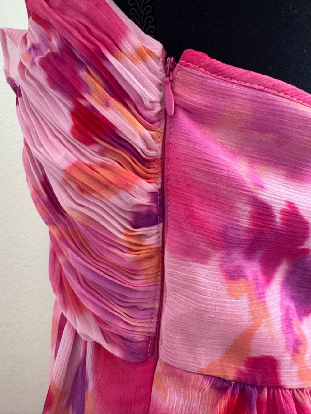Boston Proper Pink Floral Maxi Dress Ruffle V-Neck Pleated Flowy Summer size 8 - Picture 10 of 13